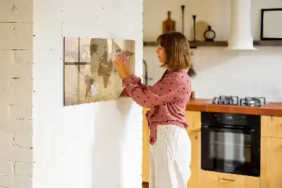 Mágneses felíró tábla vintage világtérkép mintával