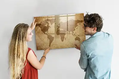 Mágneses felíró tábla vintage világtérkép mintával
