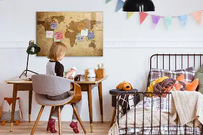 Mágneses felíró tábla vintage világtérkép mintával
