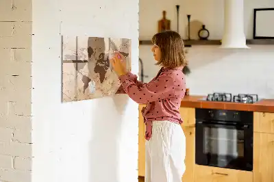 Vintage világtérkép törölhető mágneses tábla