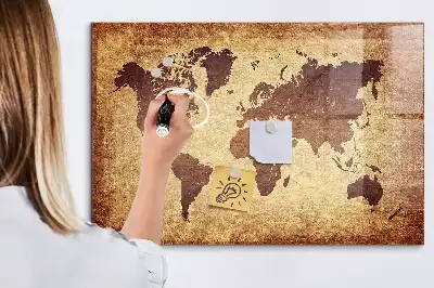 Mágneses felíró tábla régi világtérkép mintával