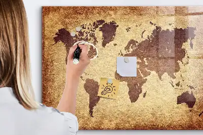 Mágneses felíró tábla régi világtérkép mintával