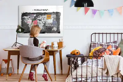 Törölhető mágneses tábla retro világtérkép mintával