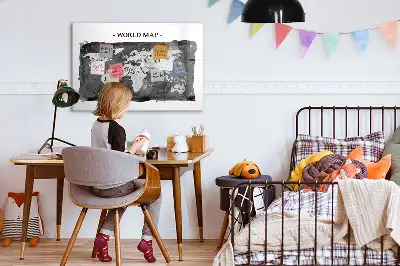 Törölhető mágneses tábla retro világtérkép mintával