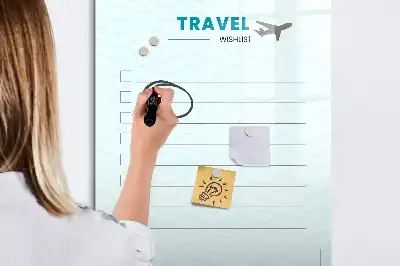 Írható mágneses tábla utazási tervező kivitelben