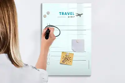 Írható mágneses tábla utazási tervező kivitelben