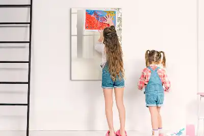Írható mágneses tábla finom virágok mintával