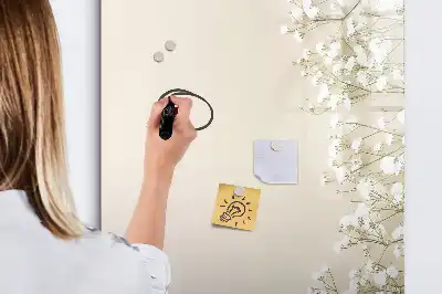 Írható mágneses tábla finom virágok mintával