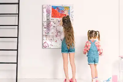Írható mágneses tábla rózsa mintával