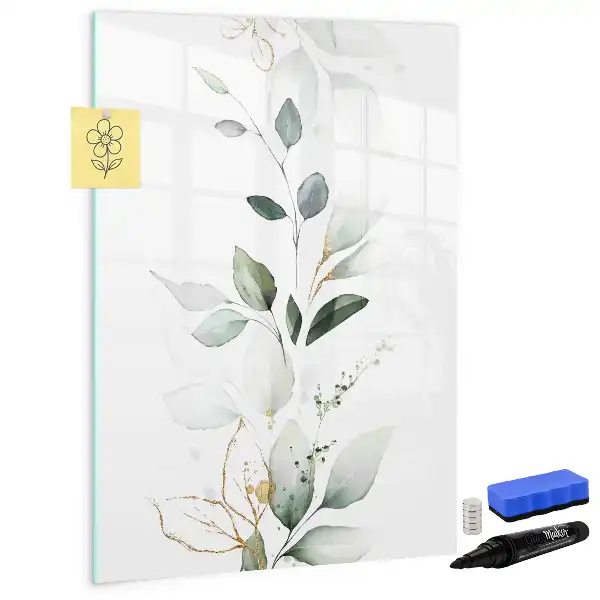 Írható mágneses tábla káka levelek mintával