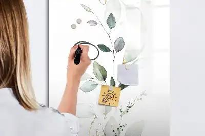 Írható mágneses tábla káka levelek mintával