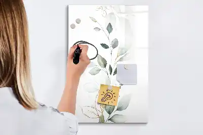 Írható mágneses tábla káka levelek mintával