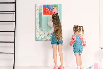 Írható mágneses tábla virágzó virágok mintával
