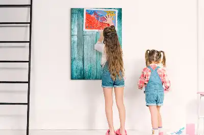 Írható mágneses tábla kék színű fa kerettel