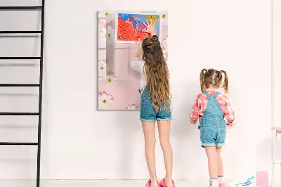 Írható mágneses tábla virágok mintával