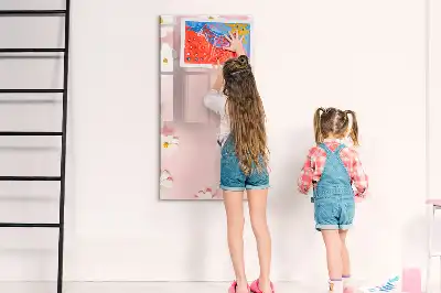 Írható mágneses tábla virágok mintával