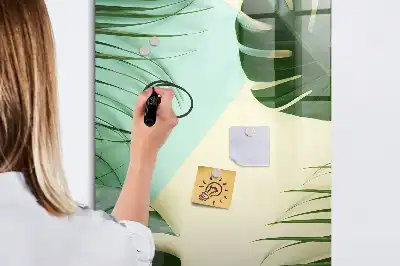 Írható mágneses tábla trópusi monstera mintával