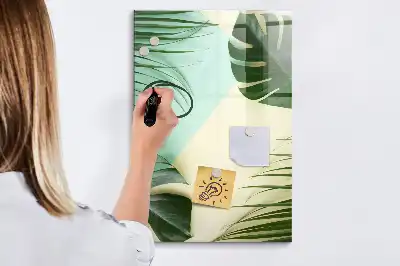 Írható mágneses tábla trópusi monstera mintával