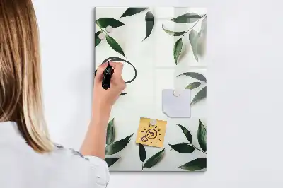 Törölhető tábla zöld levelek mintás kerettel