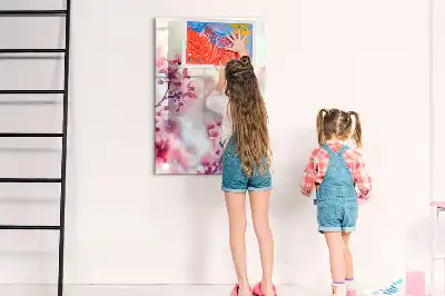 Írható mágneses tábla tavaszi virágok mintával