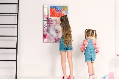 Írható mágneses tábla tavaszi virágok mintával