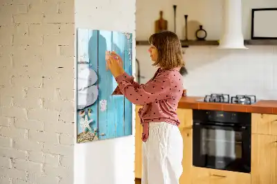 Törölhető tábla kék tengerparti mintás