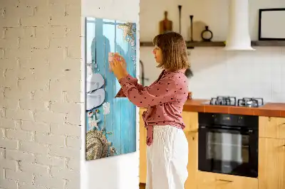 Törölhető tábla kék tengerparti mintás