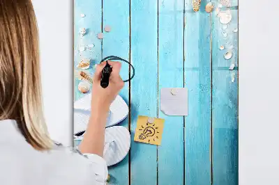 Törölhető tábla kék tengerparti mintás