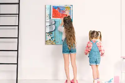 Törölhető tábla kék tengerparti mintás