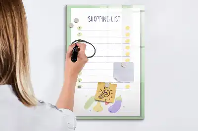 Bevásárlólista törölhető tábla