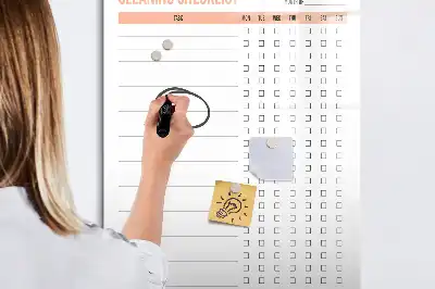 Törölhető takarítási ellenőrzőlista törölhető tábla formátumban