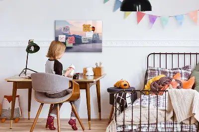 Mágneses tábla filctollal egy gyönyörű tájkép mintával