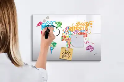 Mágneses tábla filctollal A országok színes nevei mintával