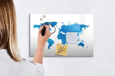 Világtérkép mágneses tábla filctollal
