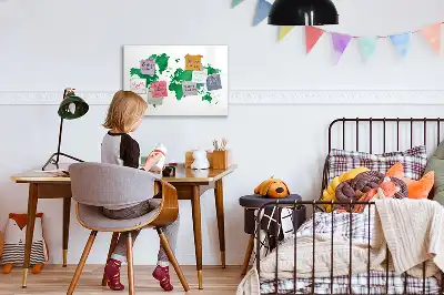 Mágneses világtérkép zöld színű, filctollal