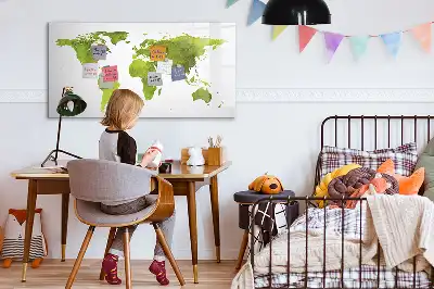Mágneses törölhető tábla akvarell világtérkép mintával
