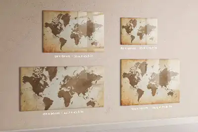 Festett világtérkép mágneses tábla filctollal