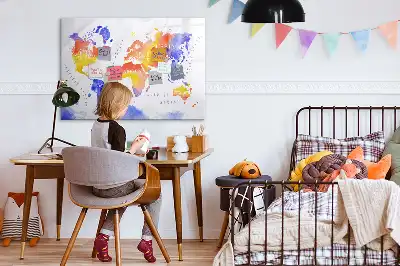 Mágneses törölhető tábla akvarell világtérkép mintával