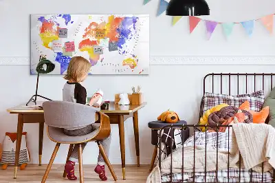Mágneses törölhető tábla akvarell világtérkép mintával