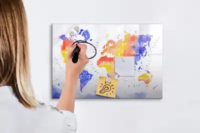 Mágneses törölhető tábla akvarell világtérkép mintával