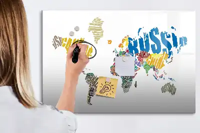 Mágneses törölhető világtérkép betűs kivitelben