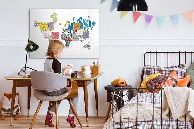 Mágneses törölhető világtérkép betűs kivitelben