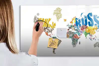Mágneses törölhető világtérkép betűs kivitelben