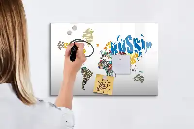 Mágneses törölhető világtérkép betűs kivitelben