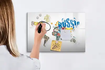 Betűs világtérkép mágneses táblával és filctollal mágneses változat filctollal