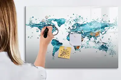 Vízi világtérkép mágneses tábla filctollal