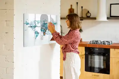 Vízi világtérkép mágneses tábla filctollal