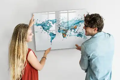 Vízi világtérkép mágneses tábla filctollal