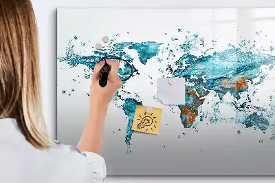 Vízi világtérkép mágneses tábla filctollal