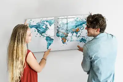 Vízi világtérkép mágneses tábla filctollal